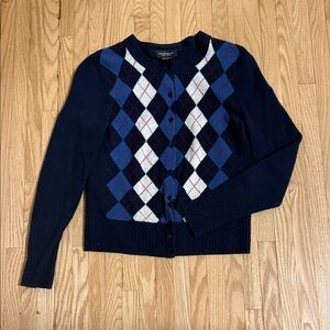 Cashmere Navy Argyle Women's Sweater
